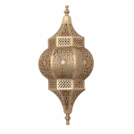 Traditional Moroccan brass wall sconce lantern style front view