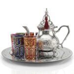 Silver Mint Tea Set - Hand-Engraved 6 Glass Ceremony Service