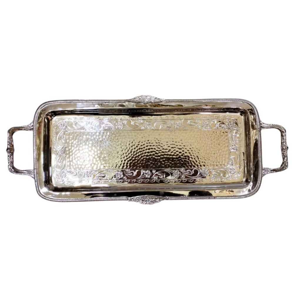 Get Rectangular Hammered Decorative Tray At ₹ 1899