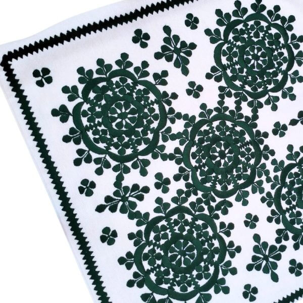 Dark green Moroccan embroidered sofa cushion cover with floral medallion pattern