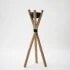Handmade wooden tripod outdoor candle holder with black ceramic bowl, 56-inch Moroccan torch stand on white background