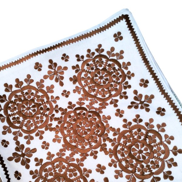Russet brown Moroccan sofa cushion cover with detailed embroidery