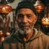 Master Moroccan copper lamp artisan Abdul Jalil in his Marrakesh workshop, portrait.