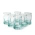 Full set of six hand-blown Recycled Glass Tea Glasses arranged in two rows on white.