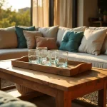 Close-up of three aqua-tinted recycled glass tea tumblers showing authentic hand-blown Beldi craftsmanship