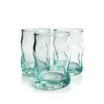 Single recycled glass tea tumbler with dimensions: 3 inches height and 1.75 inches width measurement guide