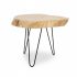 Natural wood live edge coffee table with black hairpin legs showing organic grain patterns