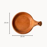 Terracotta serving dish with handle top view showing 22cm x 22cm dimensions