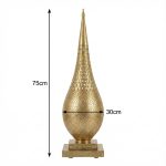 Teardrop brass floor lamp dimensions showing 75cm height and 30cm width with diamond lattice perforated pattern detail