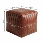 Leather cube ottoman dimensions diagram showing 50cm x 50cm x 50cm measurements