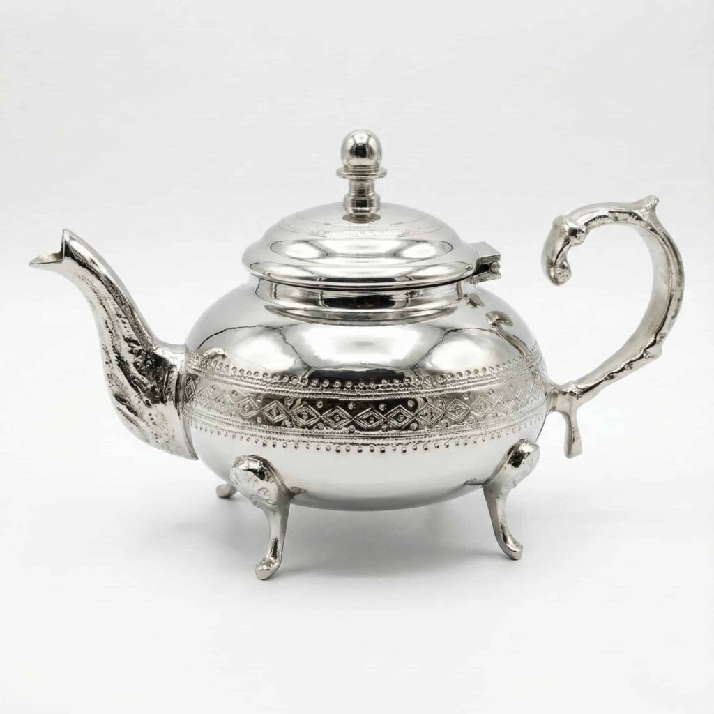 Diamond Pattern Texture Teapot Moroccan Teapots | Handcrafted Silver & Brass | Marrakeche