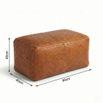 Woven leather bench ottoman dimensions diagram showing 90cm length x 40cm width x 40cm height