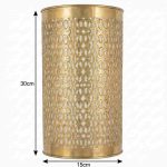 Moroccan filigree wall light dimensions: 30cm height x 15cm diameter, antique brass finish