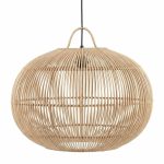 Natural rattan pendant light shade with open weave and looped top – boho ceiling lamp