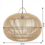 Rattan pendant light shade 40cm diameter and 40cm height – natural woven ceiling lamp with dimensions