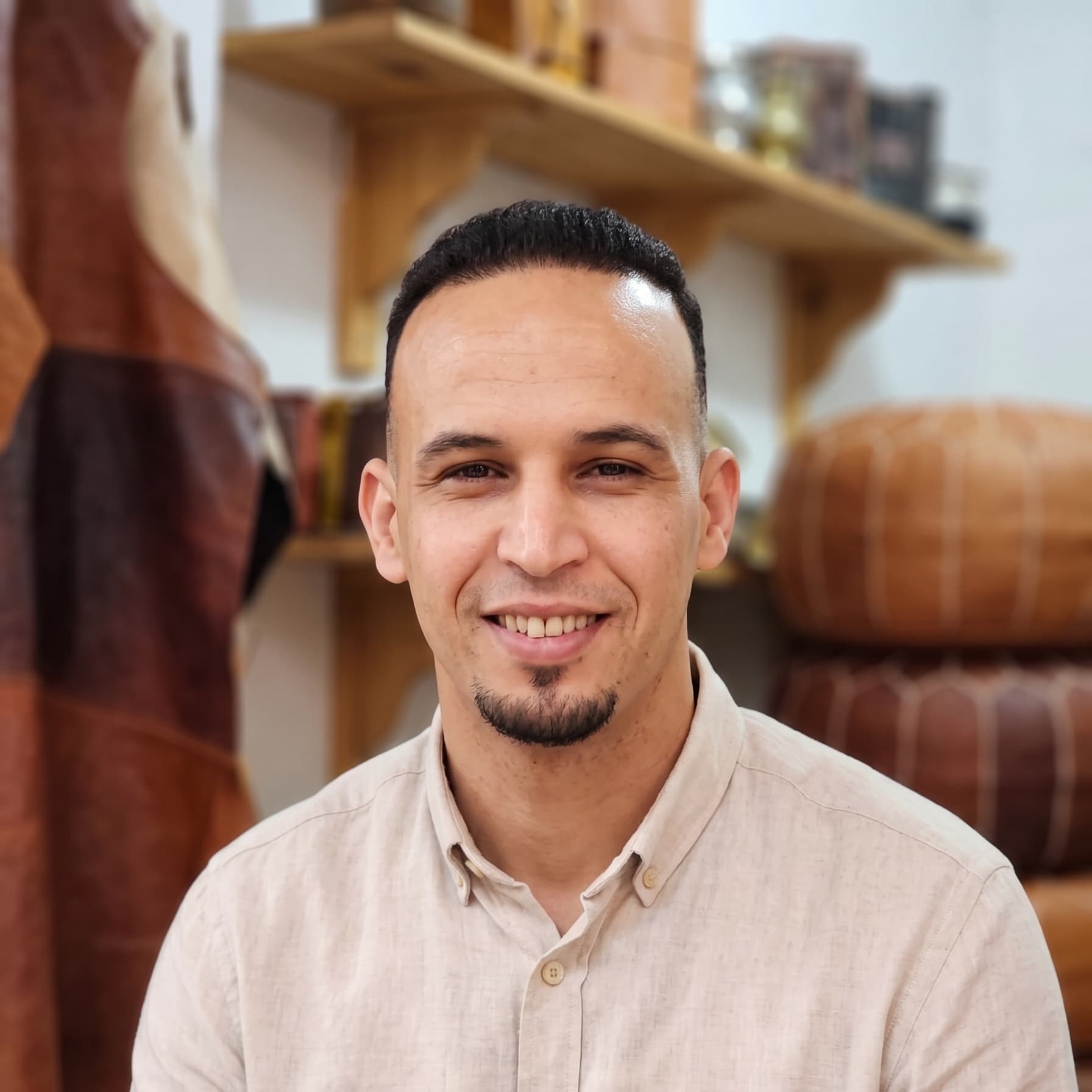The Souk Remembers Every Pair of Hands That Passed Through It Abdelilah, leather pouf artisan from Marrakech's Souk Tala'a