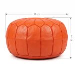 Orange leather pouf dimensions: 53 cm (20.9 in) diameter and 30 cm (11.8 in) height