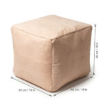 Undyed square leather pouf dimensions 40 x 40 x 40 cm (16 x 16 x 16 in)